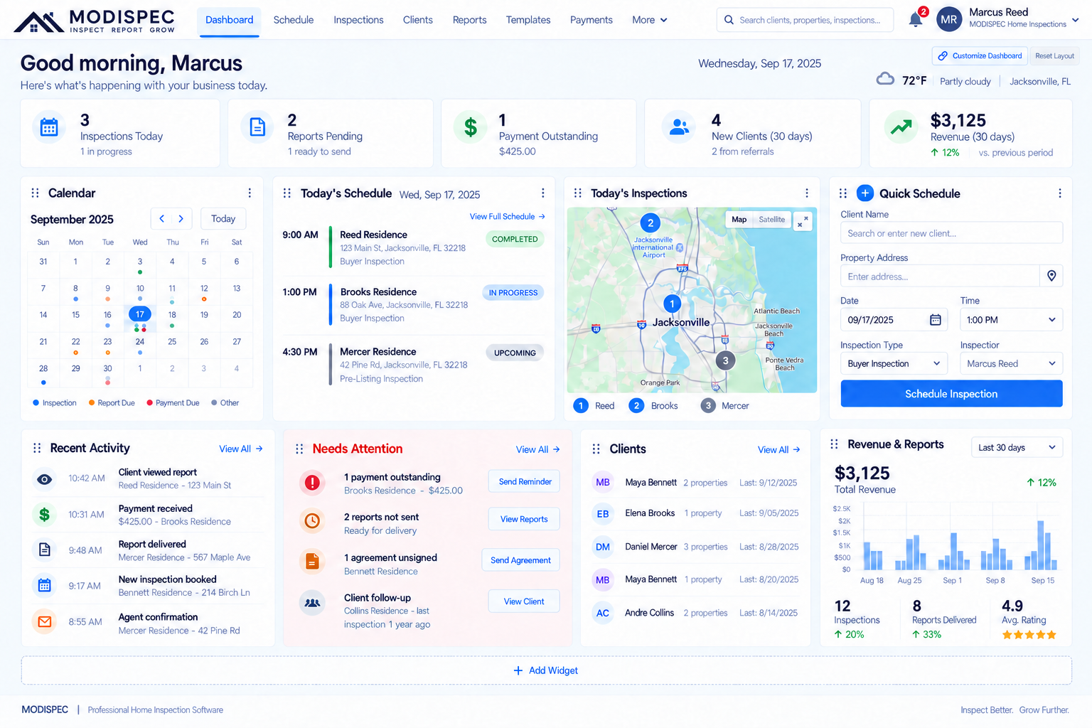 MODISPEC Office dashboard